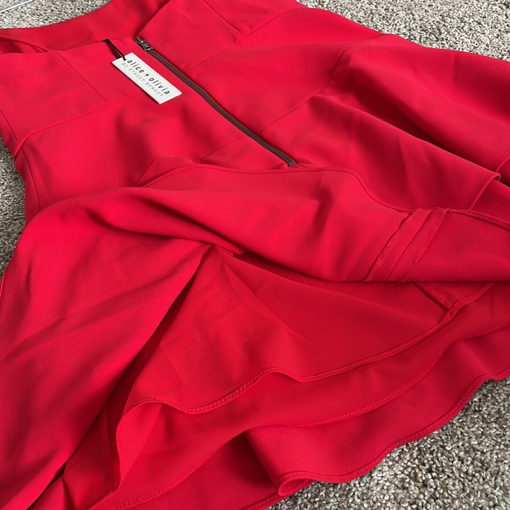 Alice + Olivia Red Tiered Mini Dress - Picture 10 of 12
